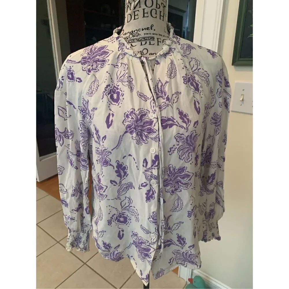 MOTF FLORAL PRINT TIE NECK LIGHTWEIGHT BLOUSE LONG SLEEVES